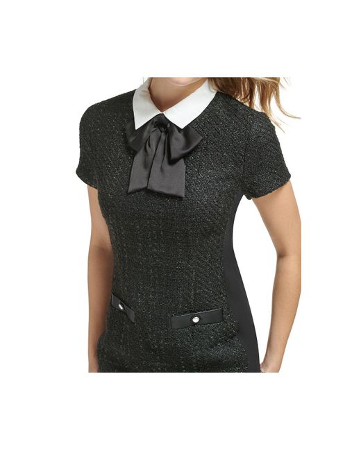 KARL LAGERFELD PARIS Collared Bow Neck Sheath Dress