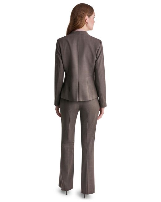 BCBGMAXAZRIA Brown Plaid Shoulder-padding Blazer