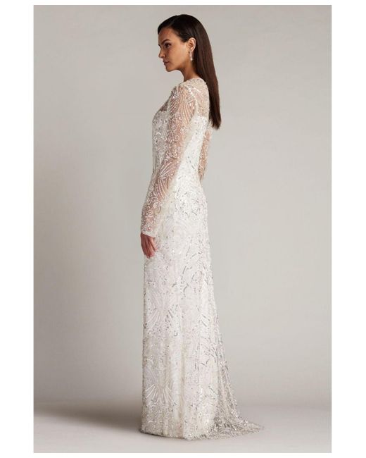 Tadashi Shoji Keziah Embellished Illusion Bridal Gown in White Lyst
