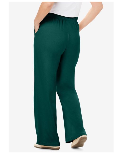 Woman Within Green Within Tall 7-day Knit Wide-leg Pant