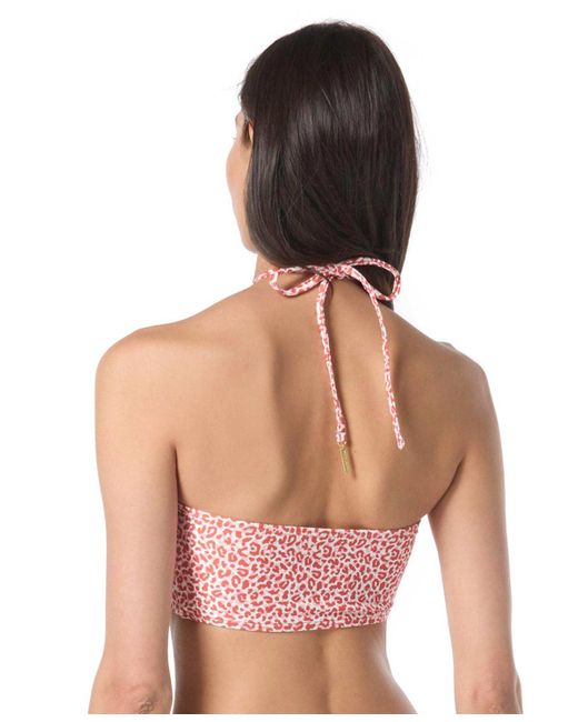 Vince Camuto Pink Leopard-print Bandeau Bikini Top