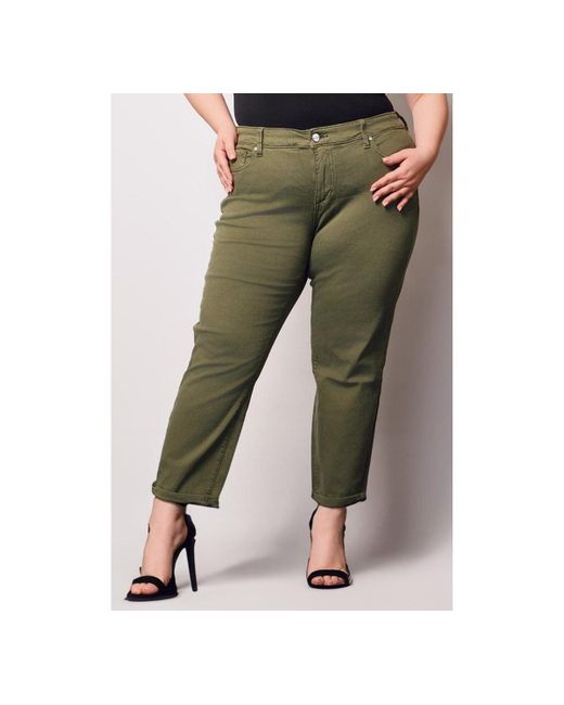 Slink Jeans Green Plus Size Color Boyfriend Pants