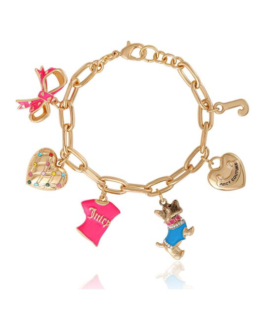 Juicy Couture Metallic Pink And Gold Charm Bracelet