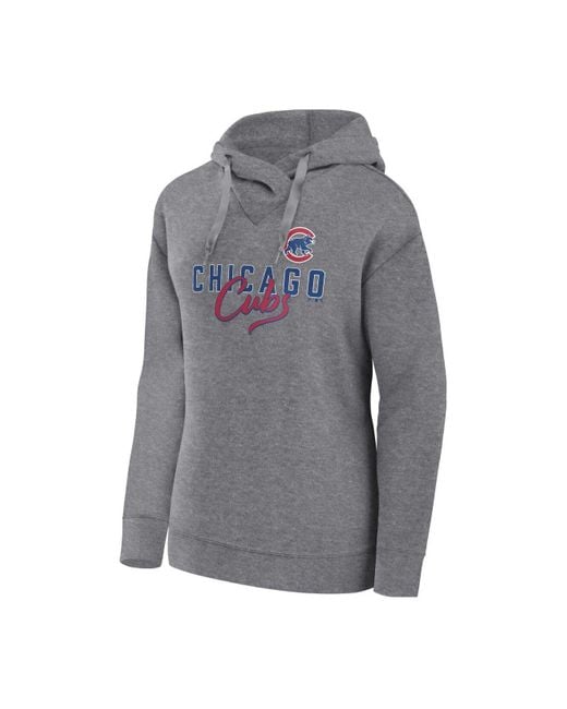 Chicago Cubs Women's Plus Size Lace-Up V-Neck Pullover Hoodie - Royal
