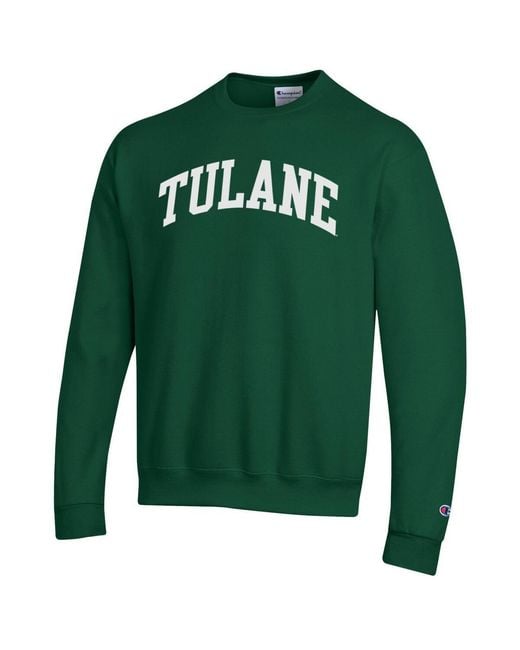 Champion Green Tulane Wave Basic Arch Fleece Pullover Sweatshirt for men