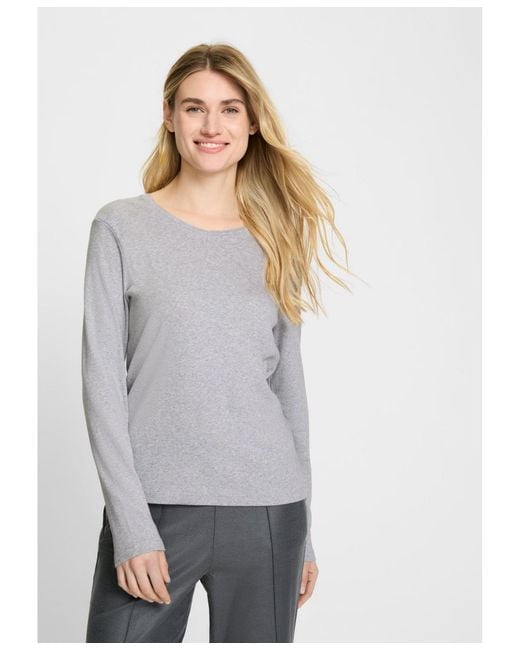 Olsen Gray Solid Long Sleeve T-shirt