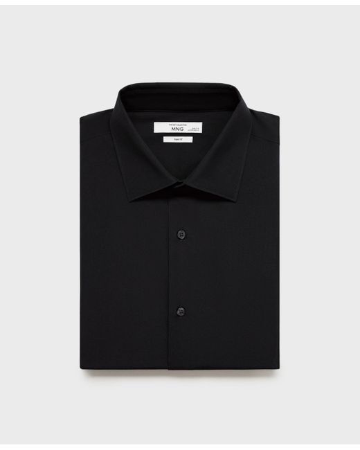 Mango Black Slim-fit Cotton Poplin Dress Shirt for men