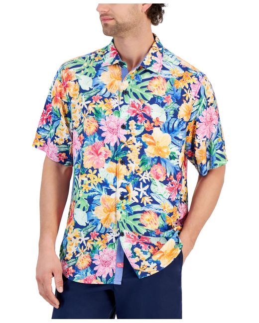 Tommy Bahama Blue Veracruz Cay Perfect Paradise Floral-print Button-down Shirt for men