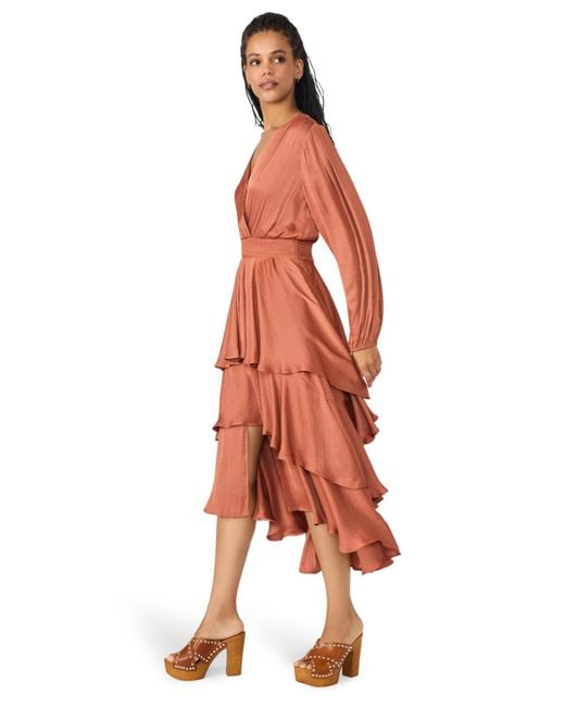 Steve Madden Bei Smocked-waist Tiered High-low Dress