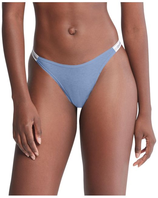 Calvin Klein Blue Modern Logo Dipped String Thong Underwear Qd5157