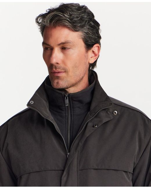 Weatherproof Black Microfiber Fleece-lined Bib Front Bomber Jacket for men