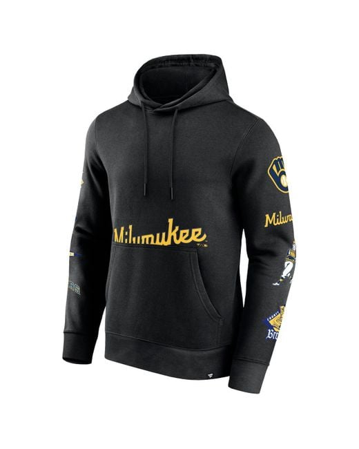 Fanatics Branded Black Milwaukee Brewers Wild Winner Pullover Hoodie for men