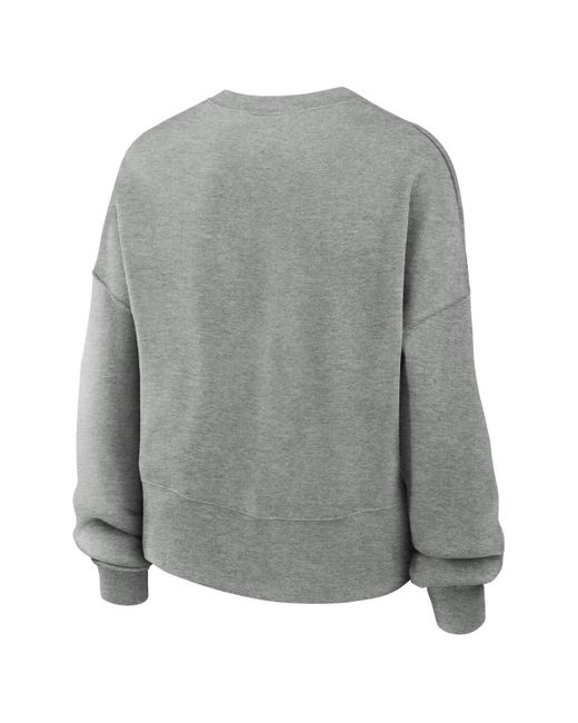 Nike Gray Michigan Wolverines Essential Fleece Oversized Logo Pullover Sweatshirt