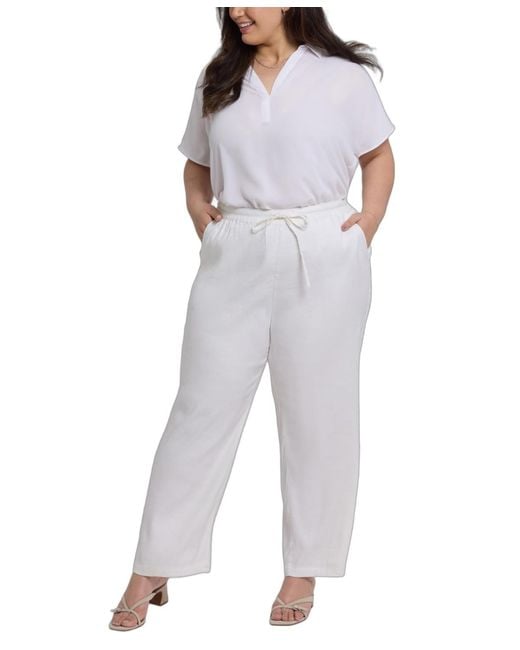 NYDJ Gray Plus Size Relaxed Drawstring Pants