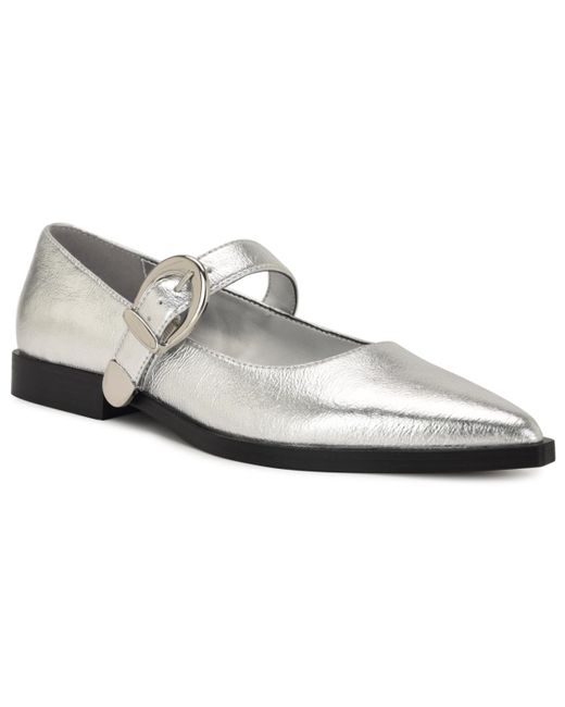 Nine West White Katrel Mary Jane Pointy Toe Flats