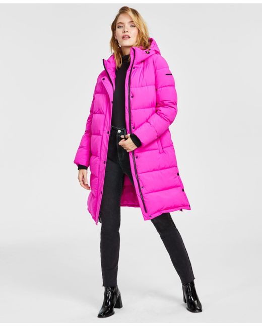 BCBGeneration Pink Hooded Puffer Coat, Created For Macy's