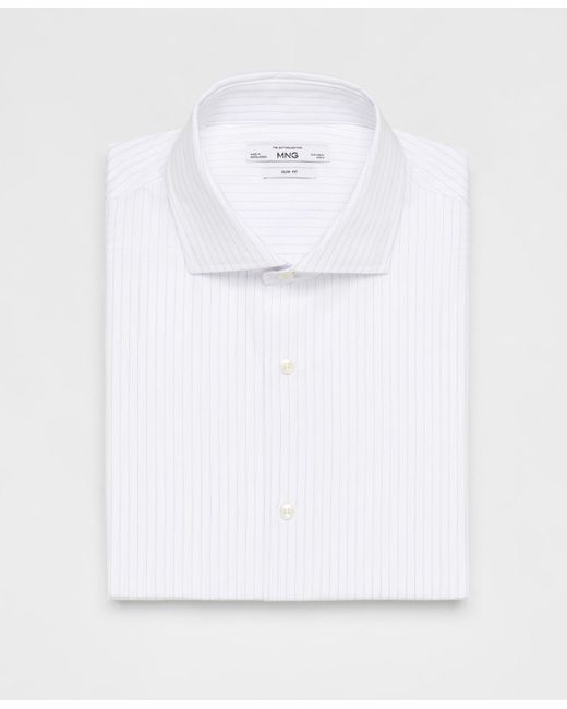 Mango White Slim-fit Micro-print Twill Dress Shirt
