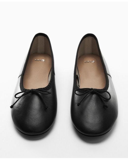 Mango Black Bow Leather Ballerina