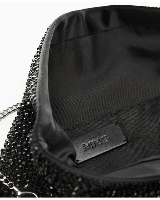 Mango Black Crystals Detail Chain Bag