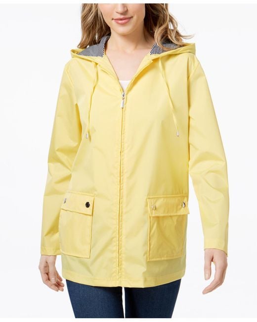 Karen Scott Yellow Hooded Rain Jacket, Created For Macy's