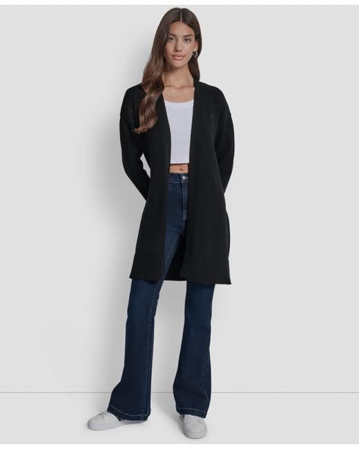 DKNY Blue Petite Long Sleeves Cardigan