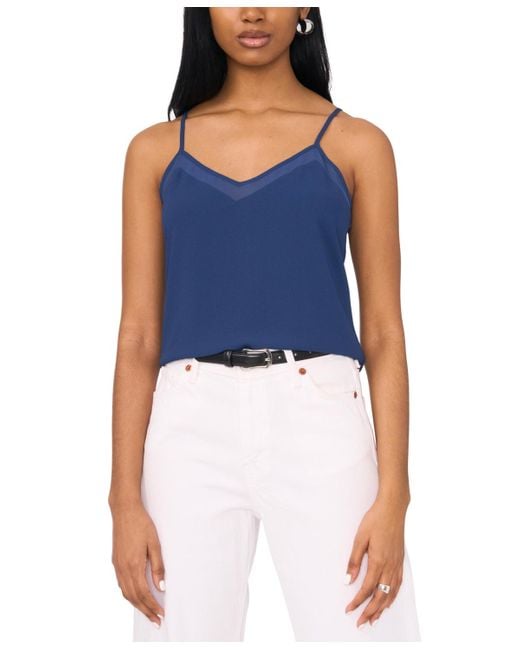 1.STATE Spaghetti Strap Chiffon trim Camisole in Blue Lyst