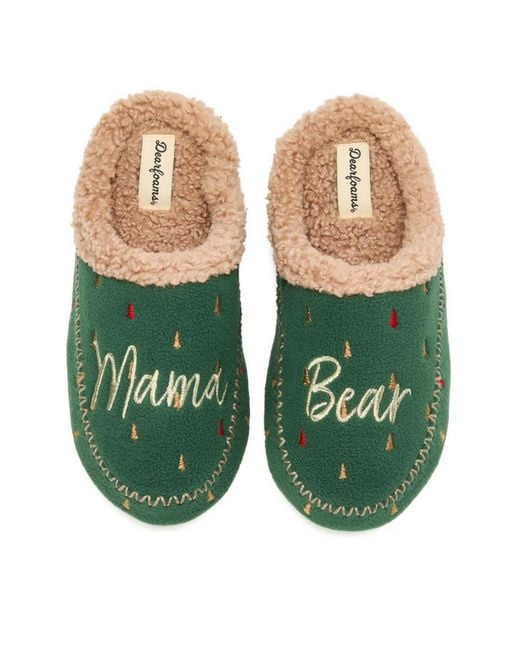 Dearfoams Green Mama Bear Clog Slipper
