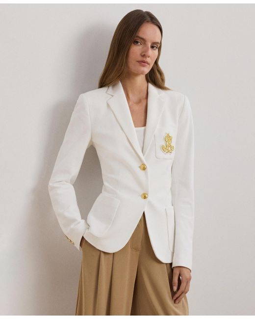 Ralph Lauren Women's Patch Jacquard Blazer Blue Size X-Large