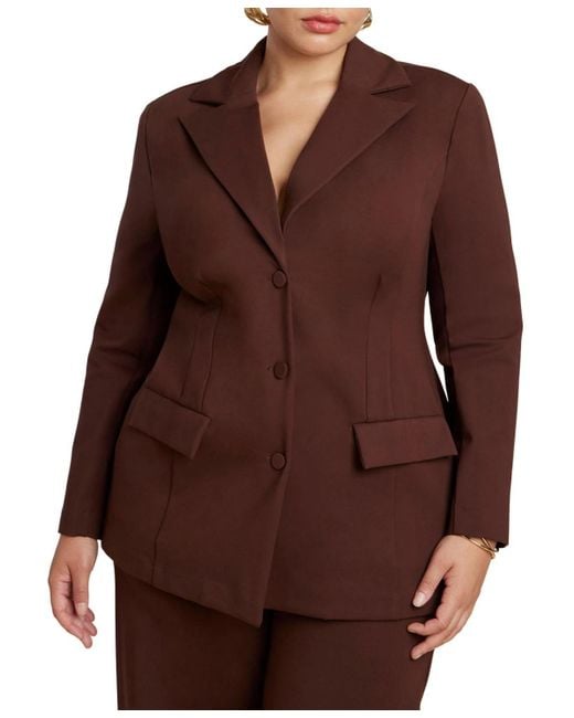 Eloquii Brown Plus Size Ultimate Nipped Waist Blazer