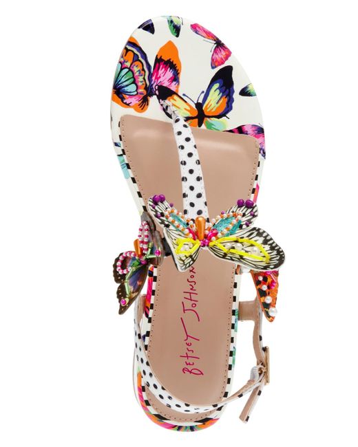 Betsey Johnson White Dacie Butterfly Detailed Two-piece Sandals
