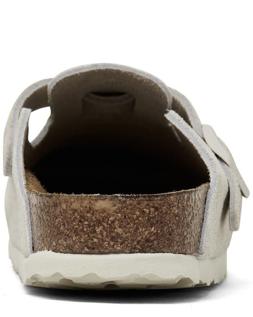 Birkenstock White Boston Soft Footbed Suede Leather Clogs From Finish Line