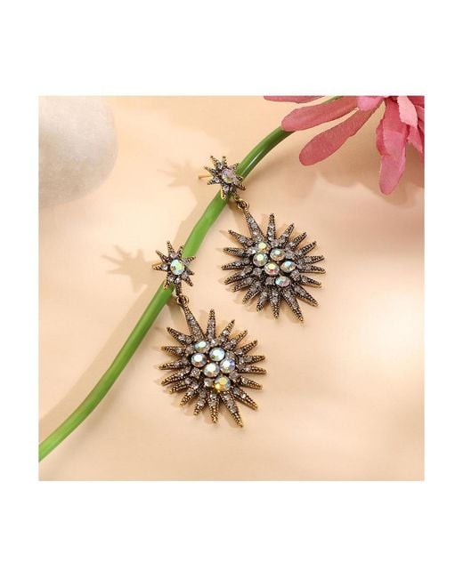 SOH Metallic Crystal Rays Drop Earrings