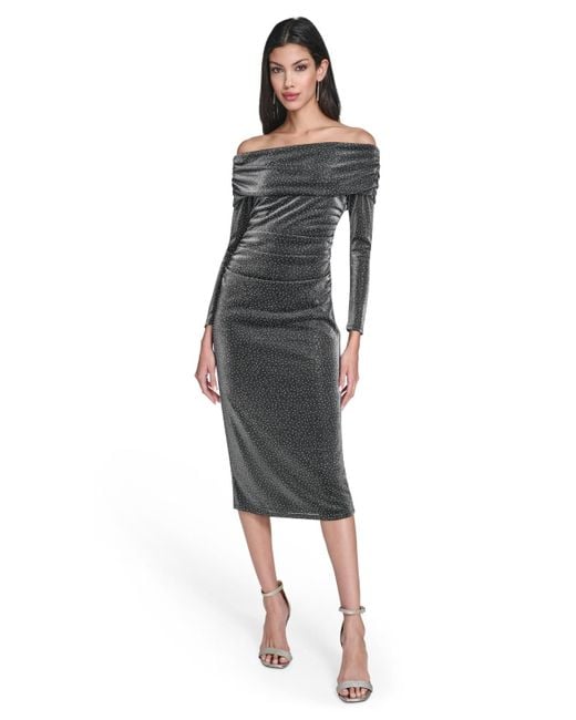 slim fit dress slacks Perfect Shine Glitter Knit Long Sleeve Mini Dress main image 1