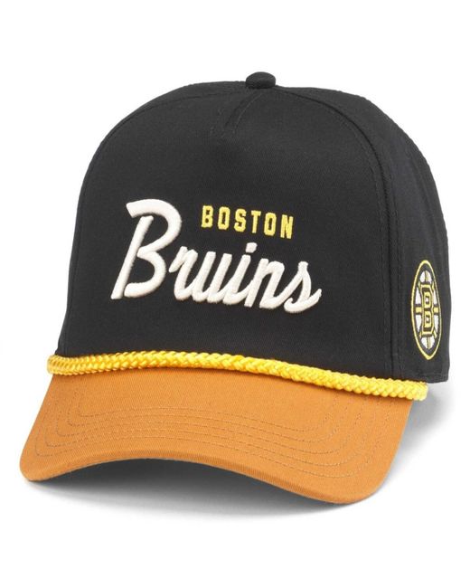 American Needle Black/gold Boston Bruins Roscoe Washed Twill Adjustable Hat for men