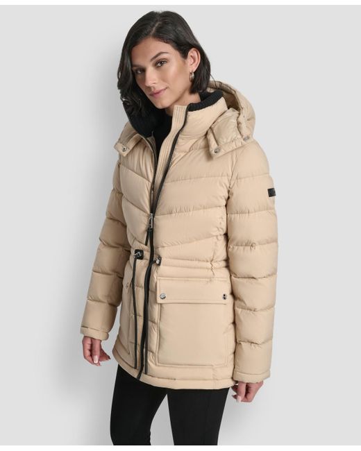 DKNY Natural Shine Hooded Anorak Puffer Coat