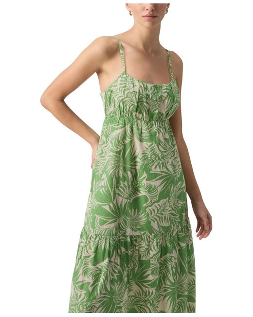 Sanctuary Green Printed Dropped-seam Maxi Dress