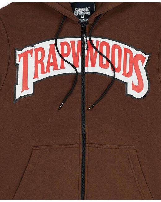 Reason Brown Trapwoods Full Zip Hoodie for men