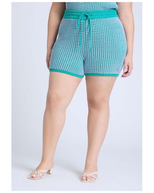 Eloquii Blue Plus Size Knitted Short