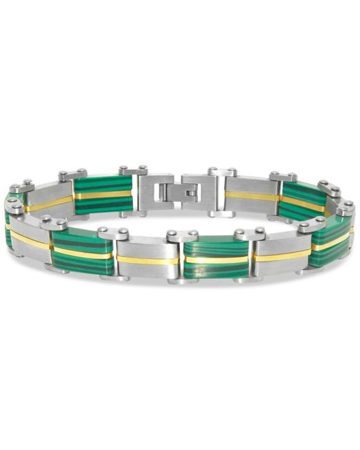 Macy's Green Malachite Square Link Bracelet for men