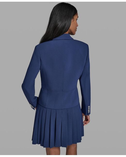 Karl Lagerfeld Blue 3-button Cropped Jacket