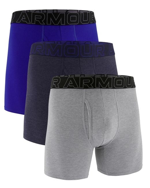 Under Armour Blue 3-pack Performance Solid 6" Boxer Briefs for men