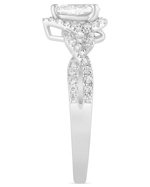 Macy's White Diamond Pear Halo Twist Engagement Ring (3/4 Ct. T.w.