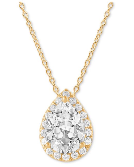 Badgley Mischka Metallic Lab Grown Diamond Pear & Round Halo 18" Pendant Necklace (1-1/5 Ct. T.w.
