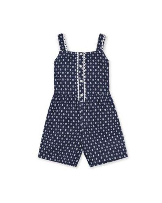 Hope & Henry Blue Hope Henry Mommy Me Sleeveless Linen Button Front Romper