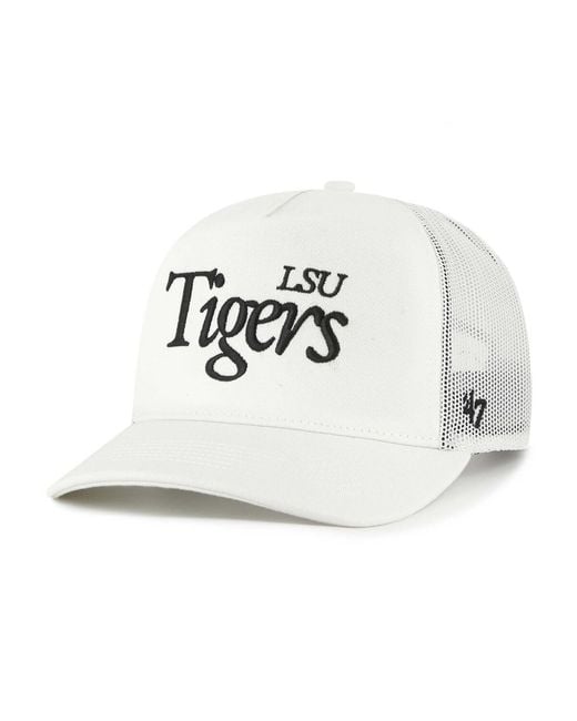 '47 White And Lsu Tigers Foundation Script Adjustable Trucker Hat