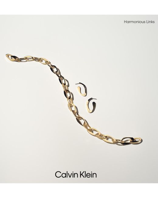 Calvin Klein Metallic Pave Sculpted Link Chain Bracelet