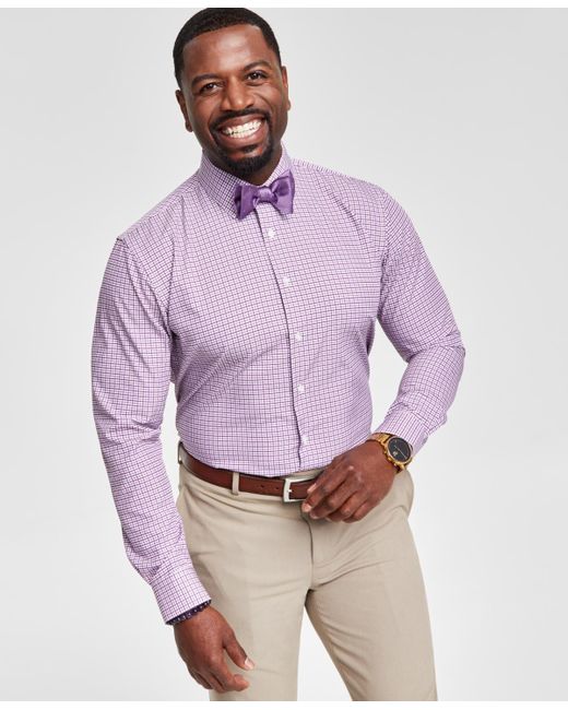 mens purple plaid dress shirt