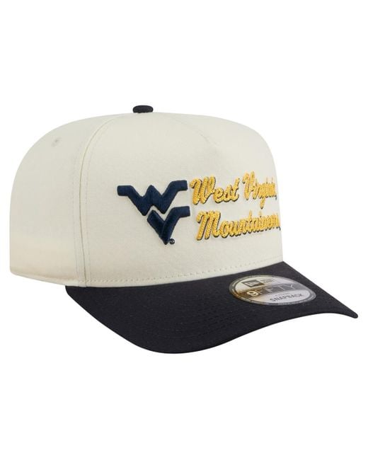 KTZ White Cream/navy West Virginia Mountaineers Vintage Chainstitch 9fifty A-frame Snapback Hat for men