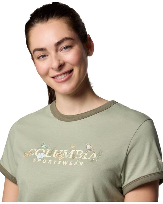 Columbia Green Rolling Bend Graphic Ringer Top