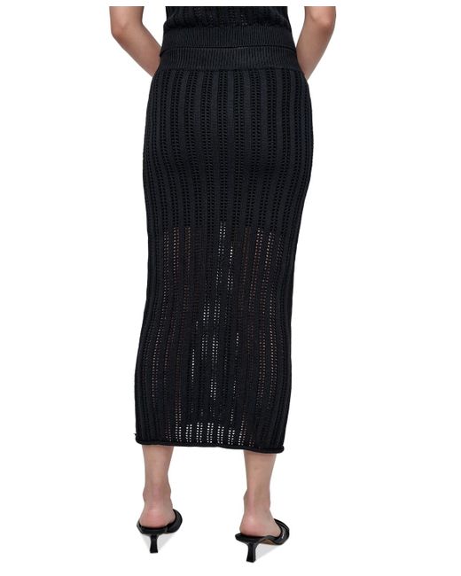 DKNY Black Cable Pointelle-stitch Skirt
